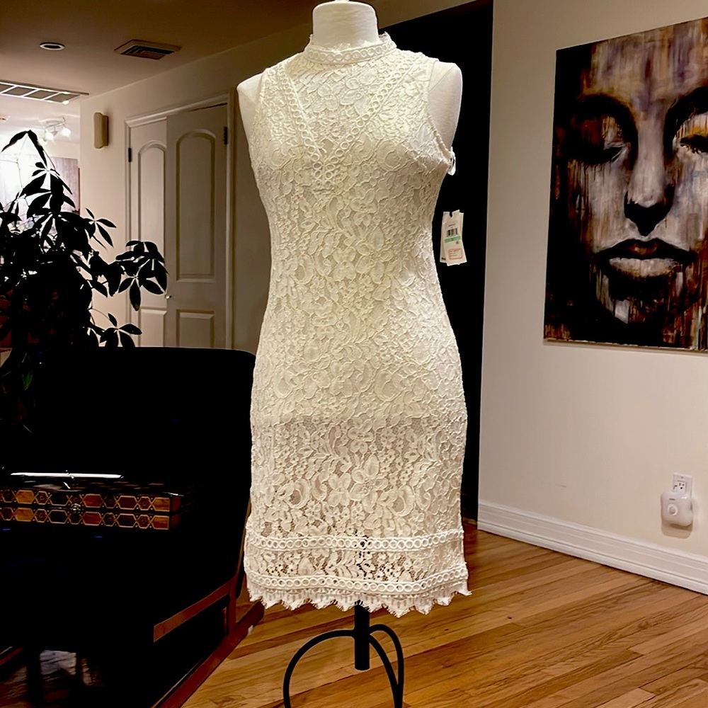 Off white lace mini dress by kensie